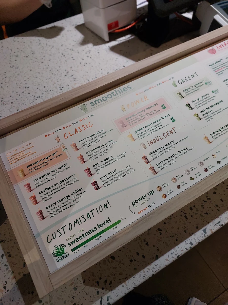 Menu, Jamba Melbourne Central