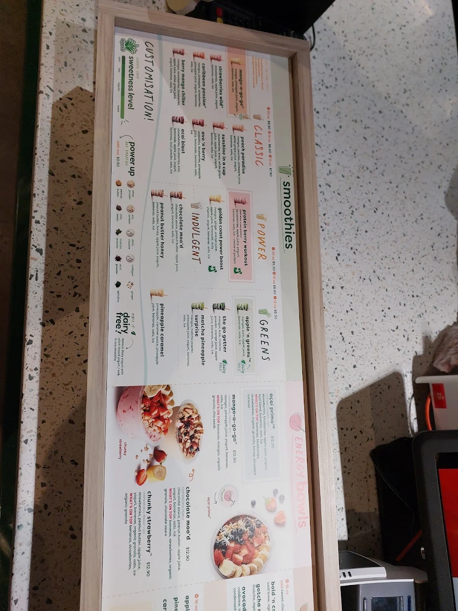 Menu, Jamba Melbourne Central