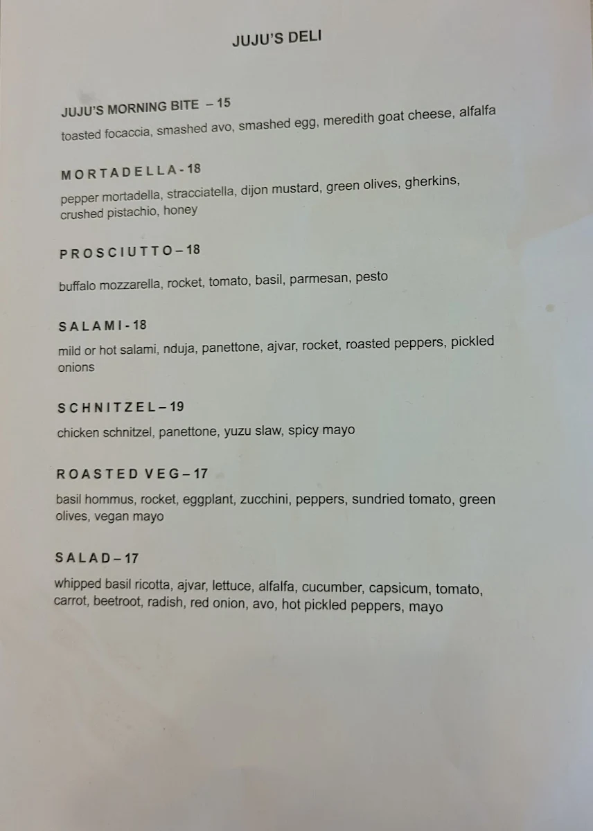Menu, JUJU’S DELI