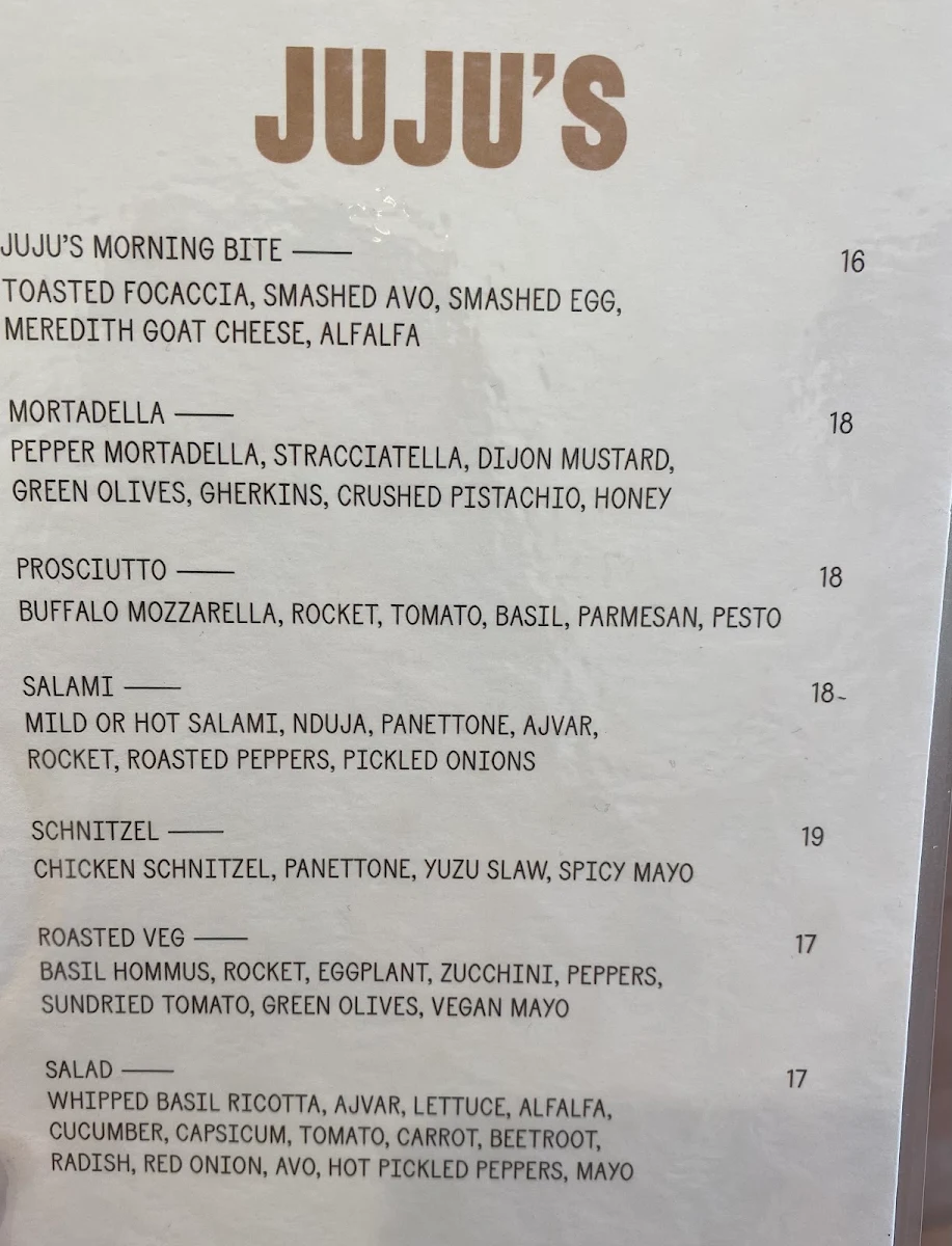 Menu, JUJU’S DELI