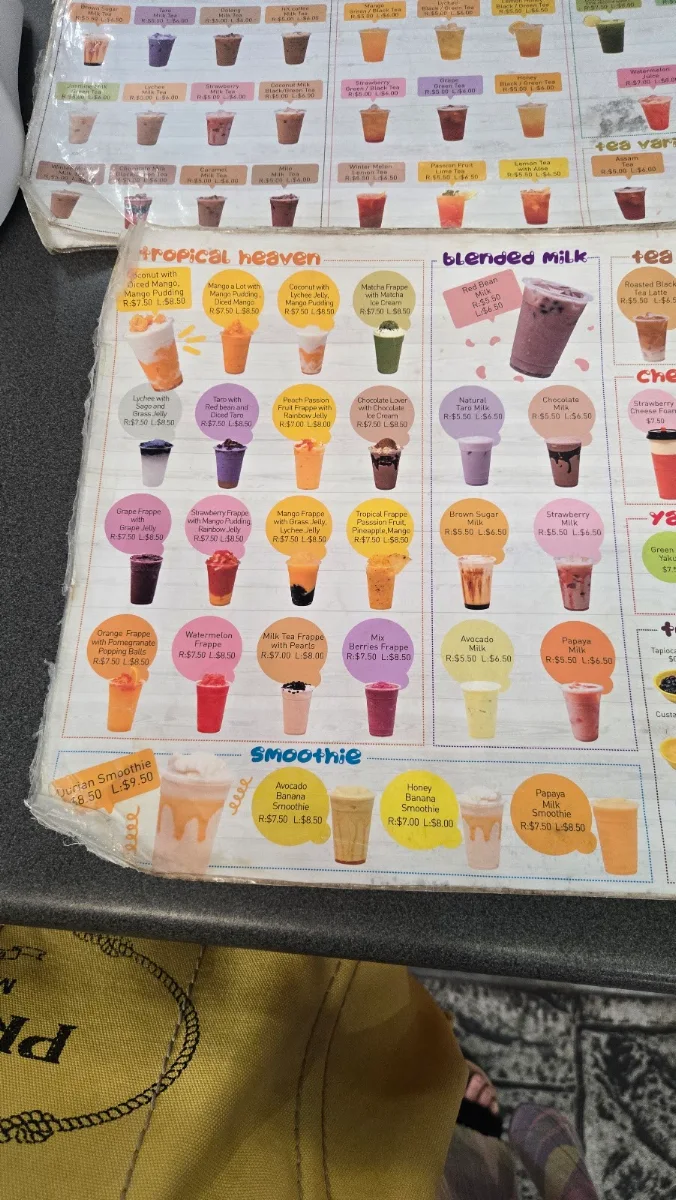 Menu, Cairns sweet tea