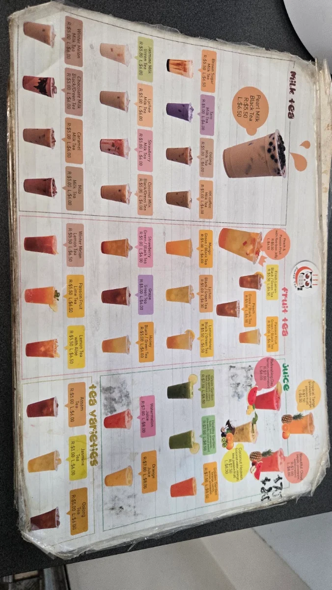 Menu, Cairns sweet tea
