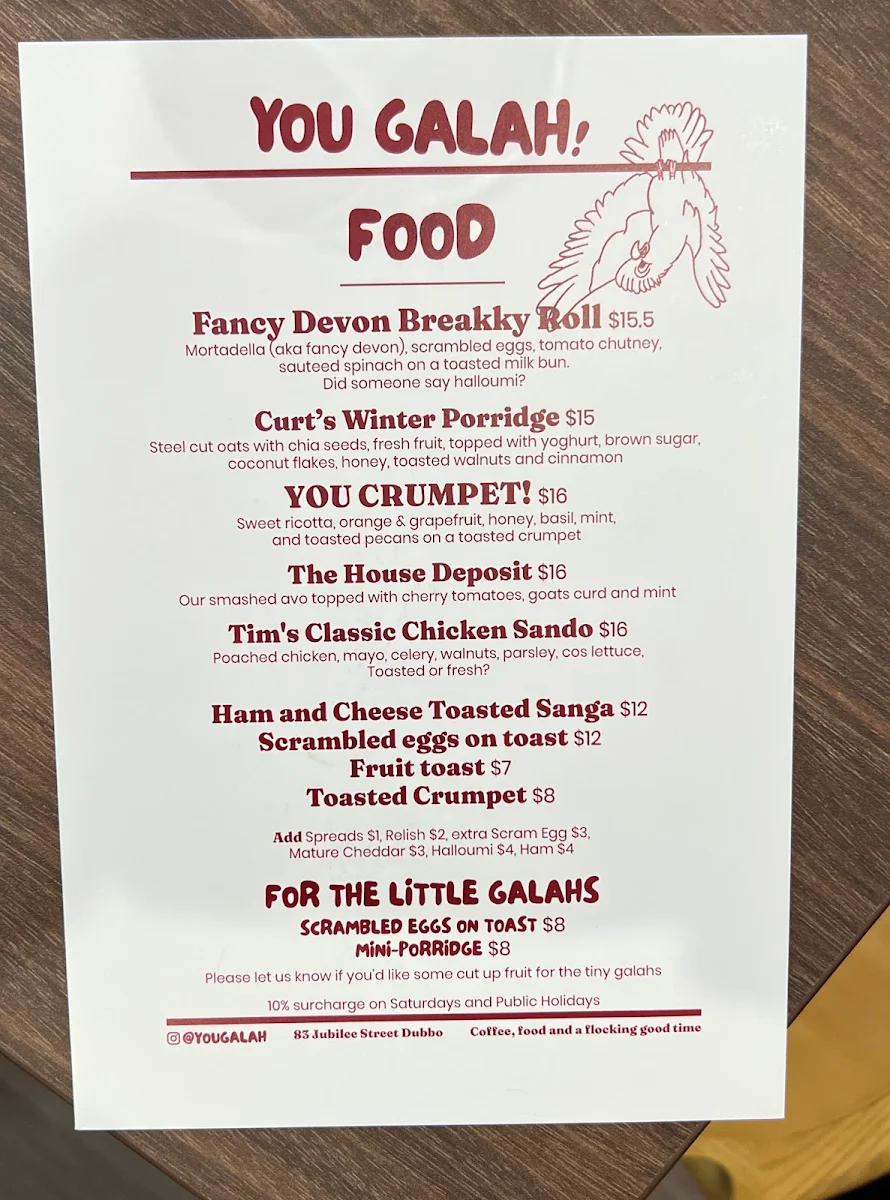 Menu, You Galah!