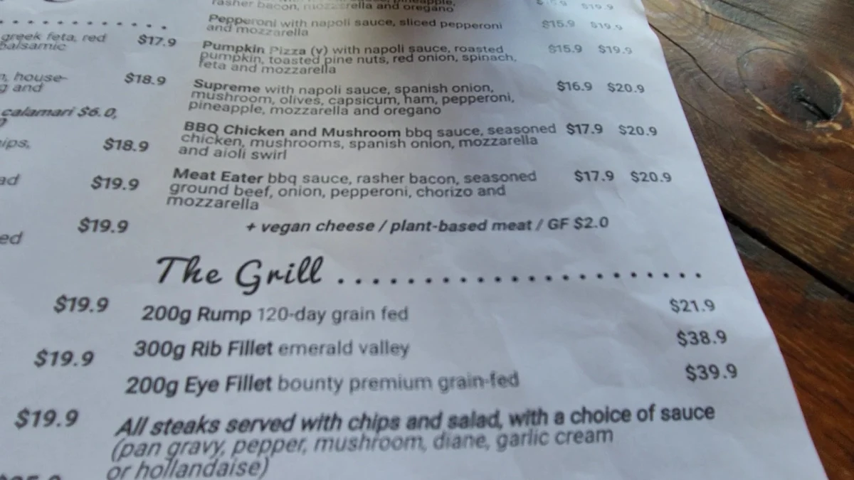 Menu, Windaroo Lakes Golf Club