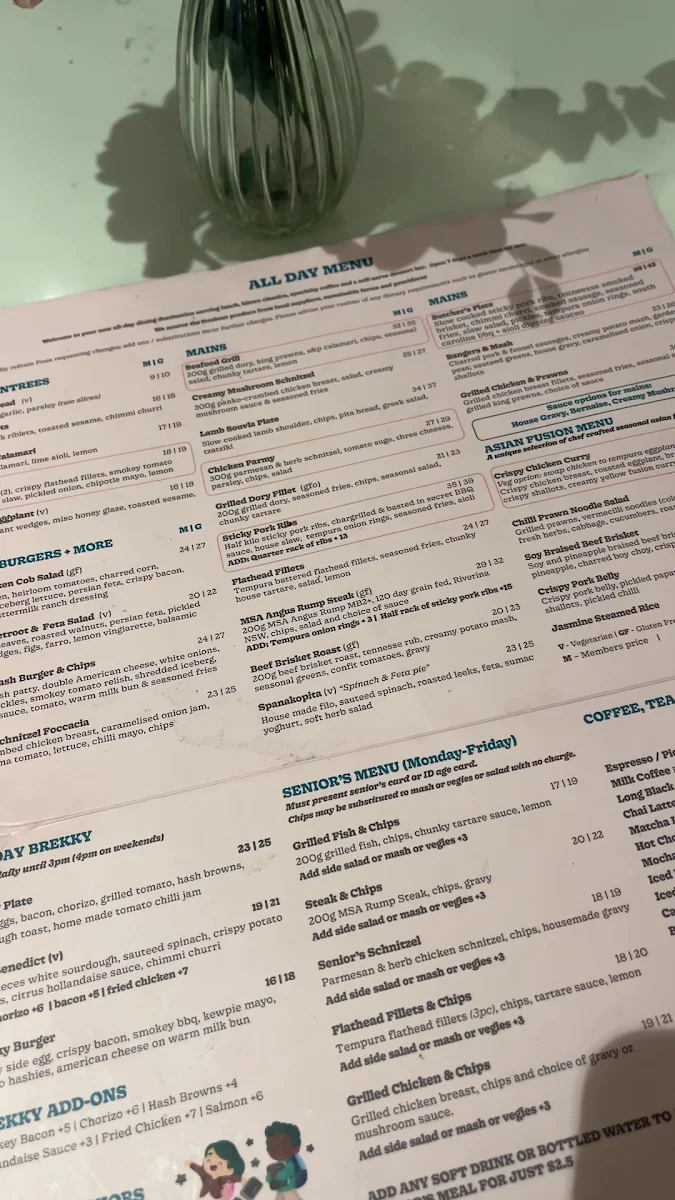Menu, Marlo's All Day