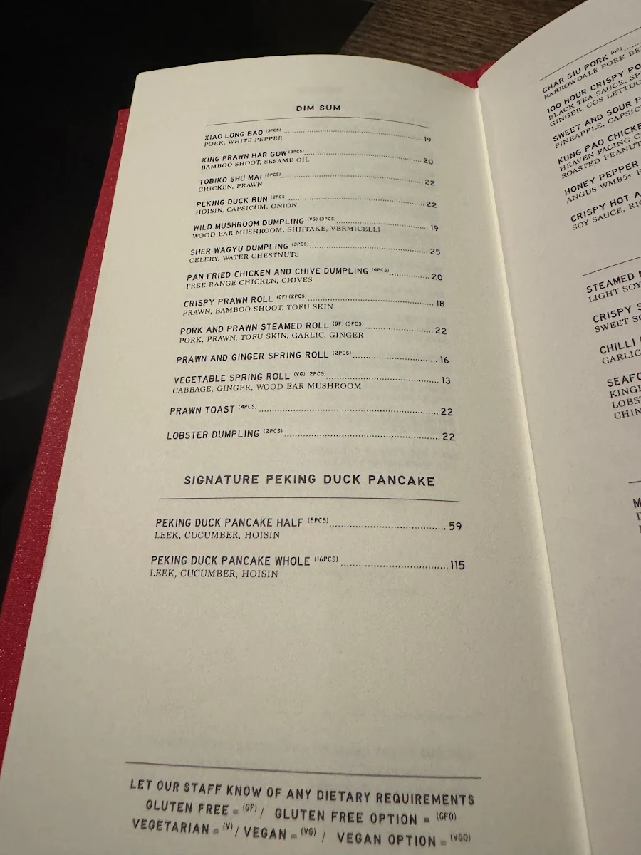 Menu, The Albert Park Hotel