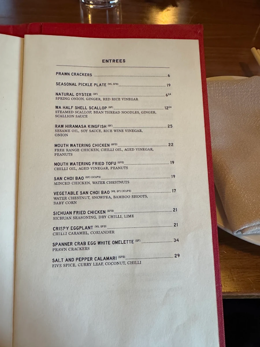 Menu, The Albert Park Hotel