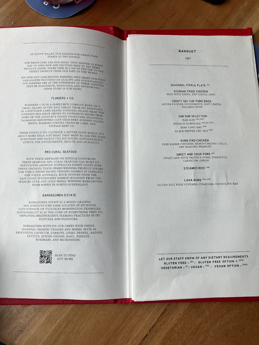 Menu, The Albert Park Hotel