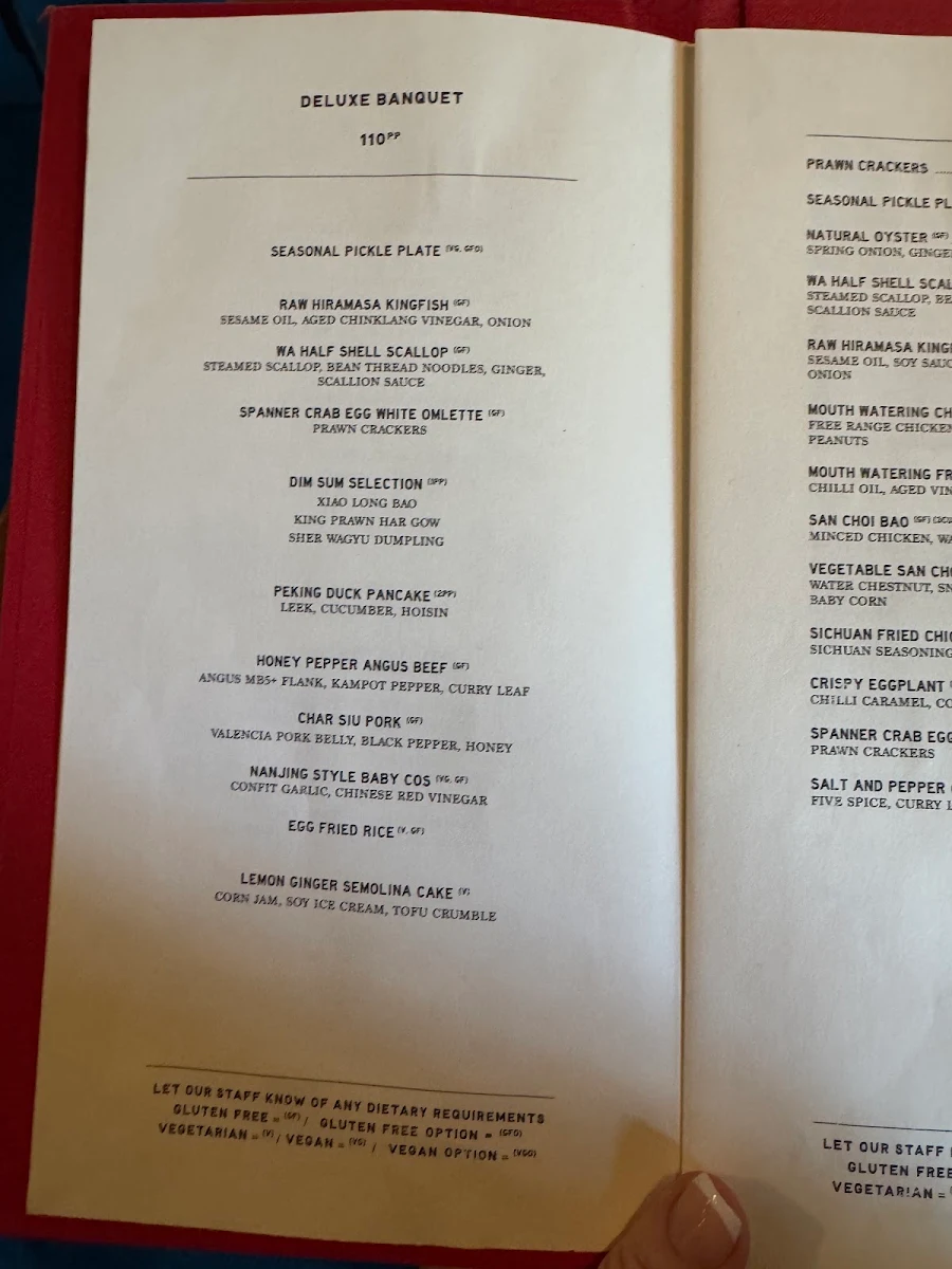 Menu, The Albert Park Hotel