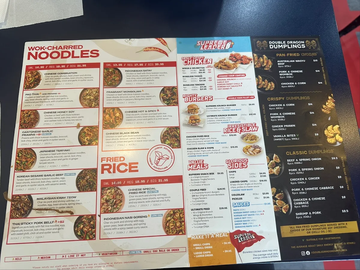 Menu, Noodle Box Port Melbourne