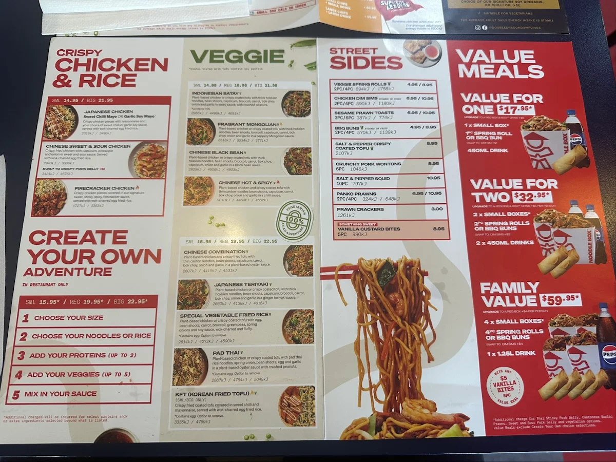 Menu, Noodle Box Port Melbourne