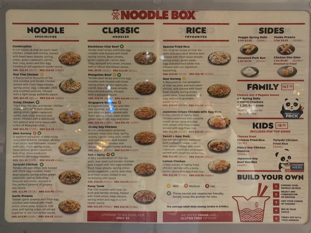 Menu, Noodle Box Port Melbourne