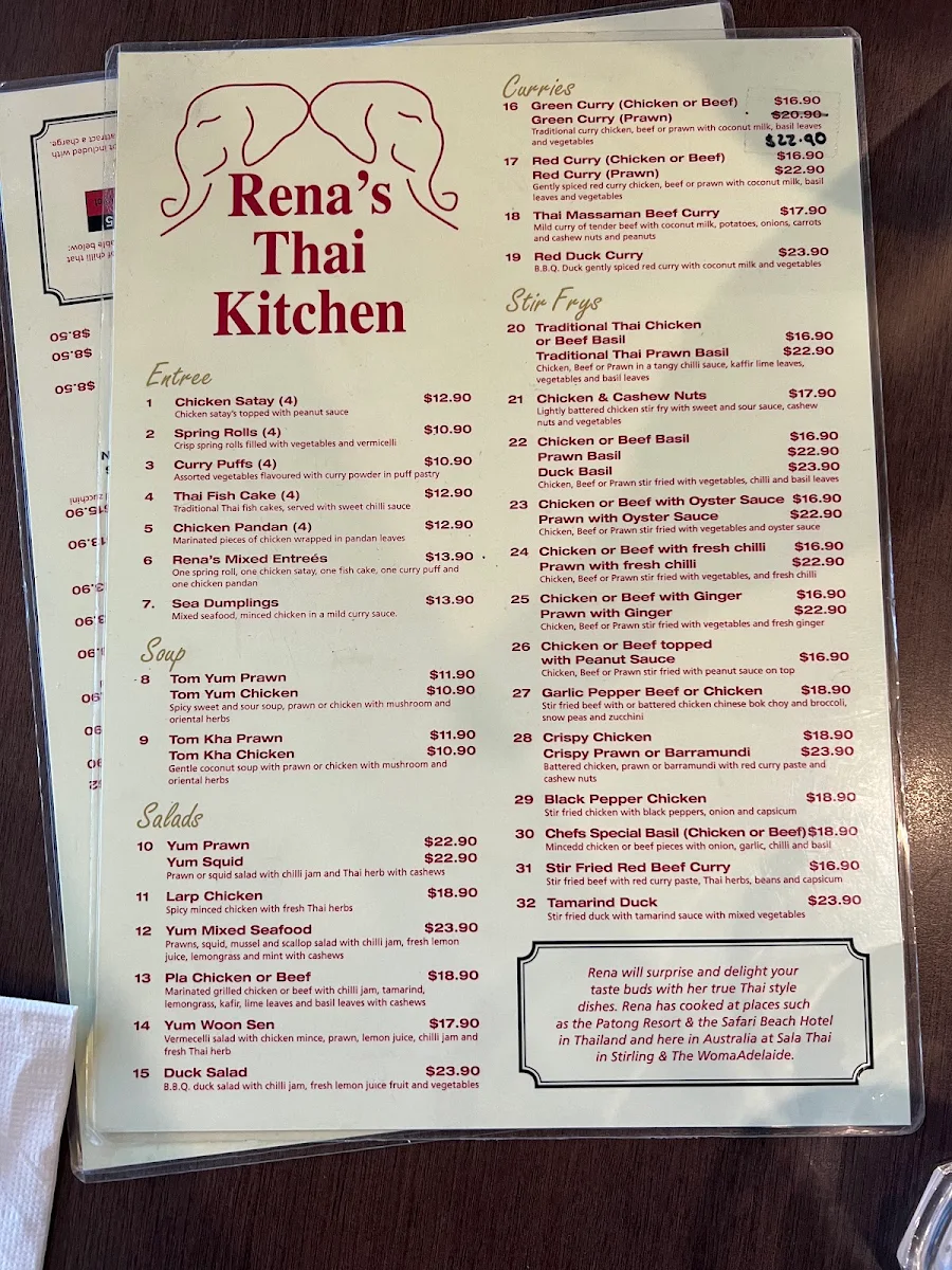 Menu, Pad Thai Thai