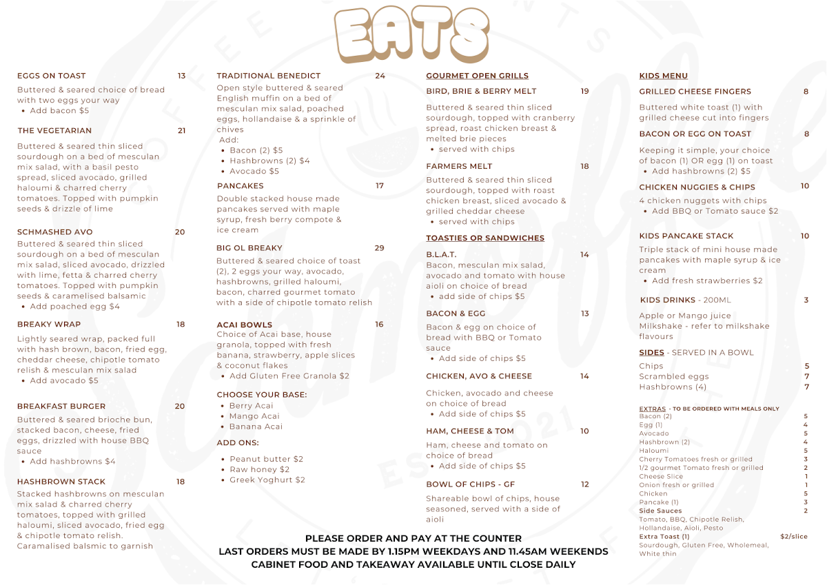Menu, Schmoffee