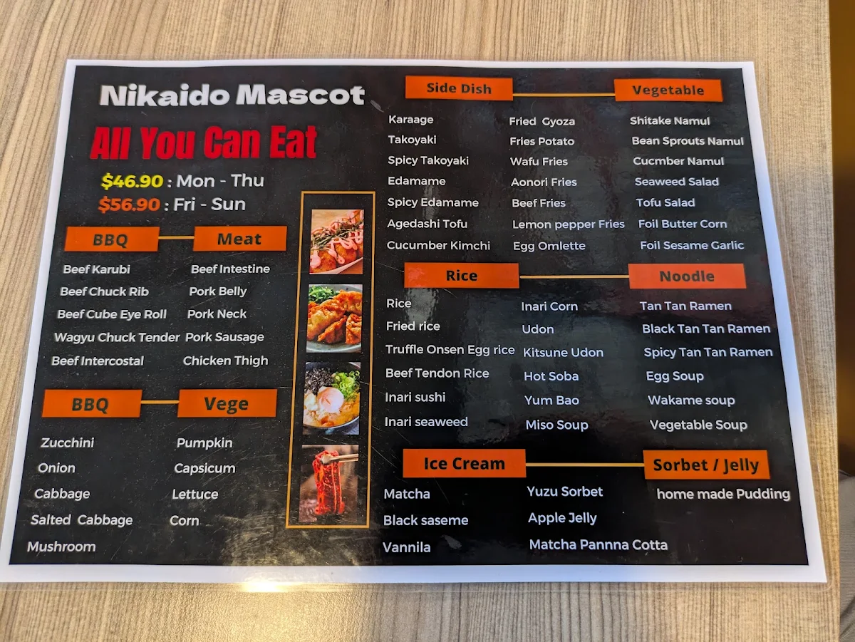 Menu, NIKAIDO Mascot Japanese Yakiniku BBQ in Adina Hotel