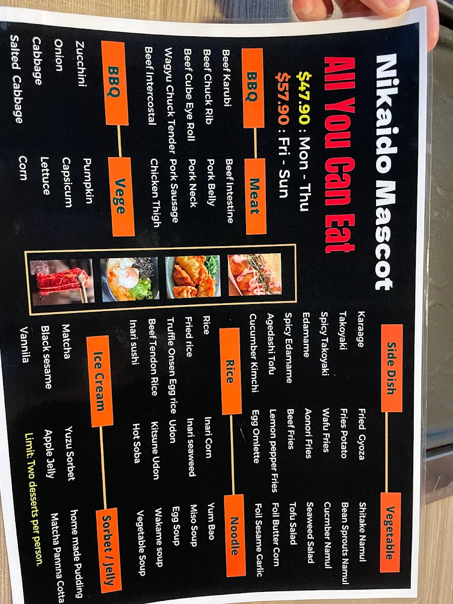 Menu, NIKAIDO Mascot Japanese Yakiniku BBQ in Adina Hotel
