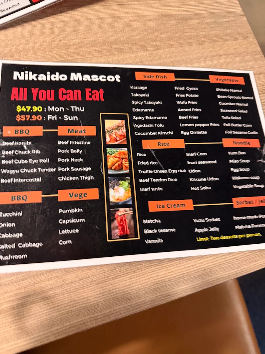 Menu, NIKAIDO Mascot Japanese Yakiniku BBQ in Adina Hotel