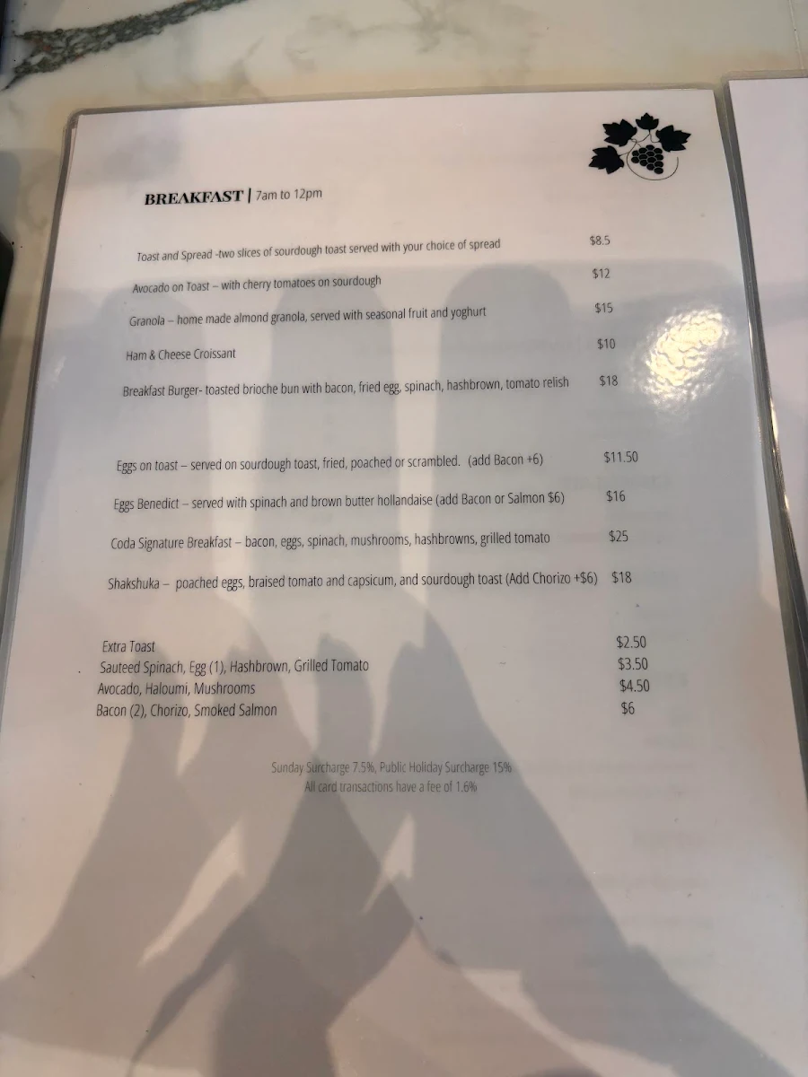 Menu, CODA