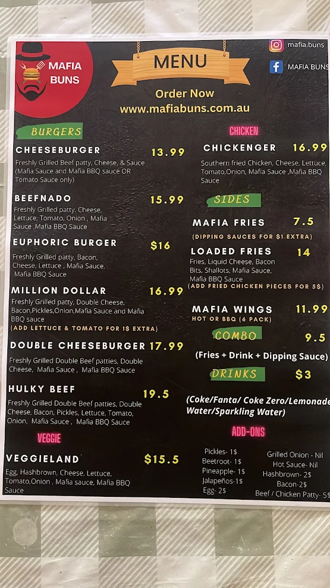 Menu, MAFIA BUNS