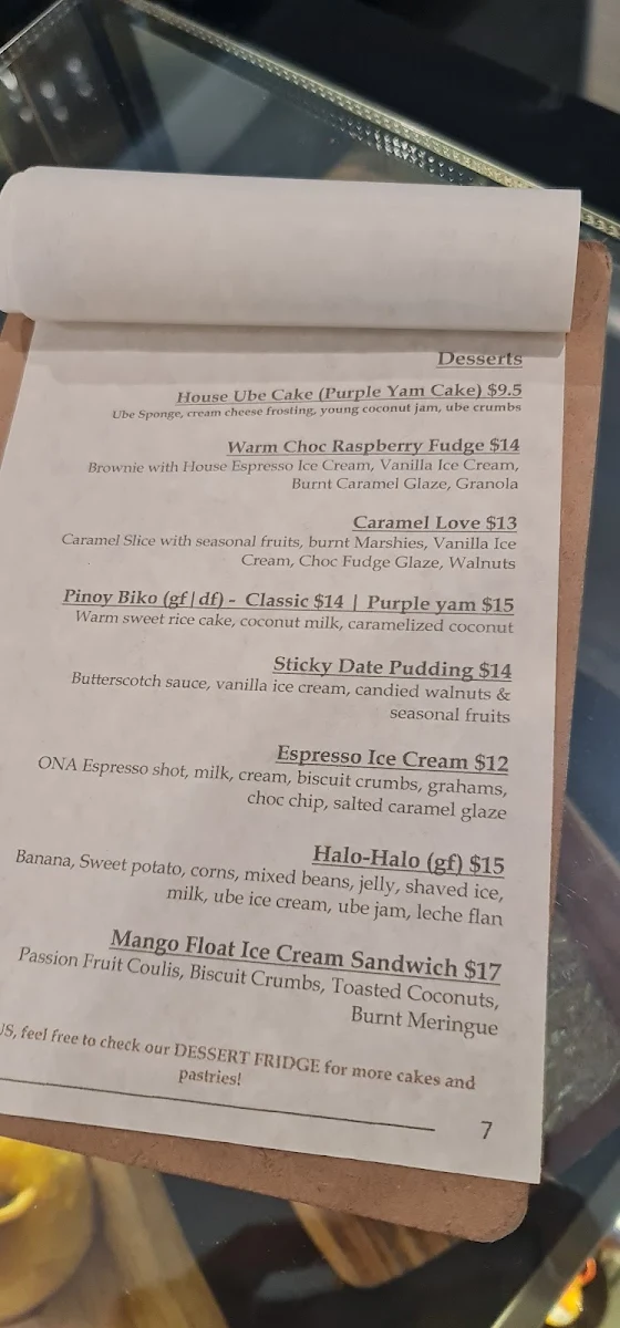 Menu, Northside Garden Cafe