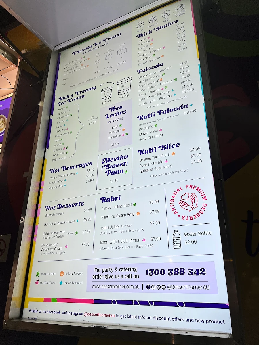 Menu, Dessert Corner On Wheels Truganina