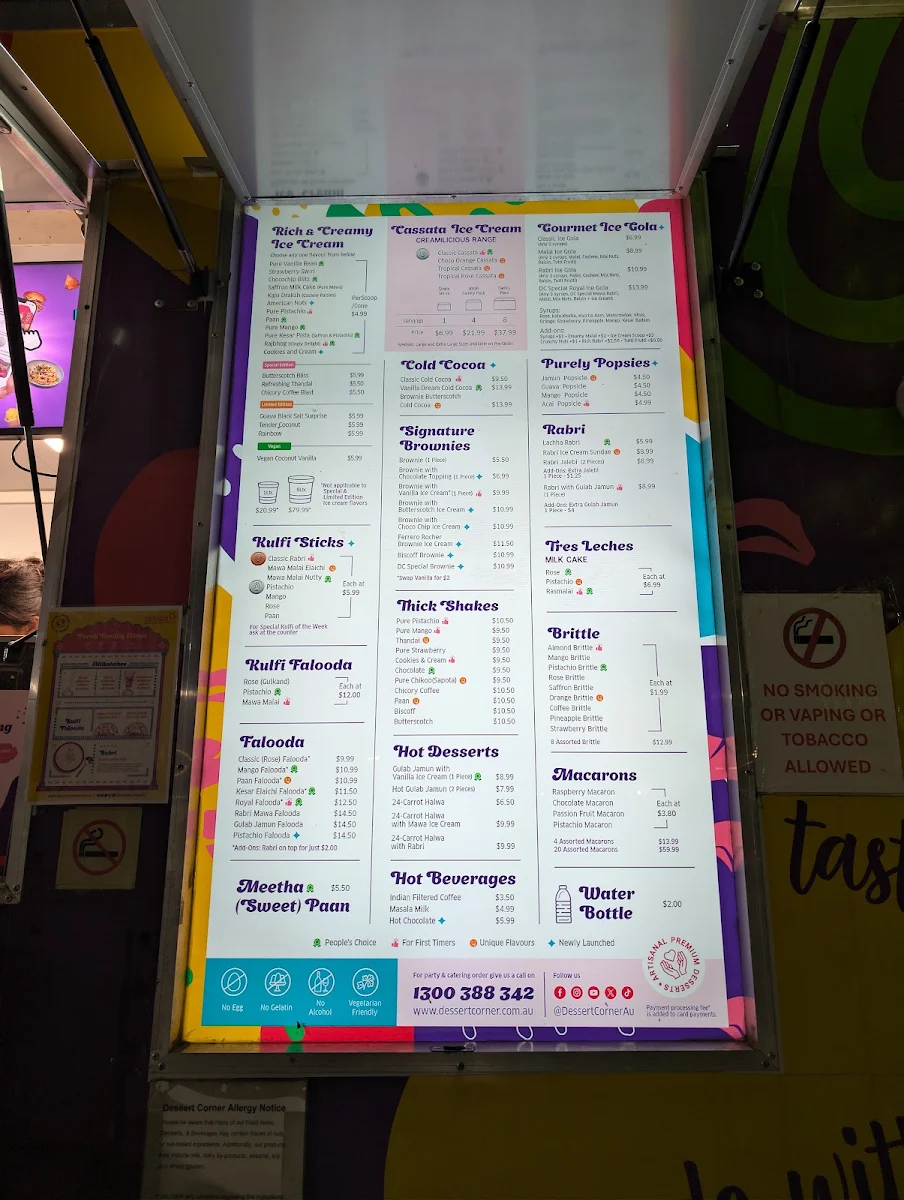 Menu, Dessert Corner On Wheels Truganina