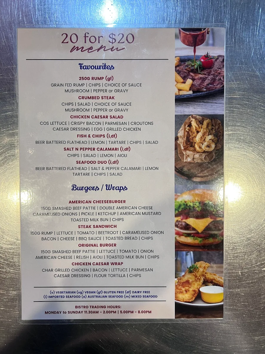 Menu, The Jack Hotel & Backpackers