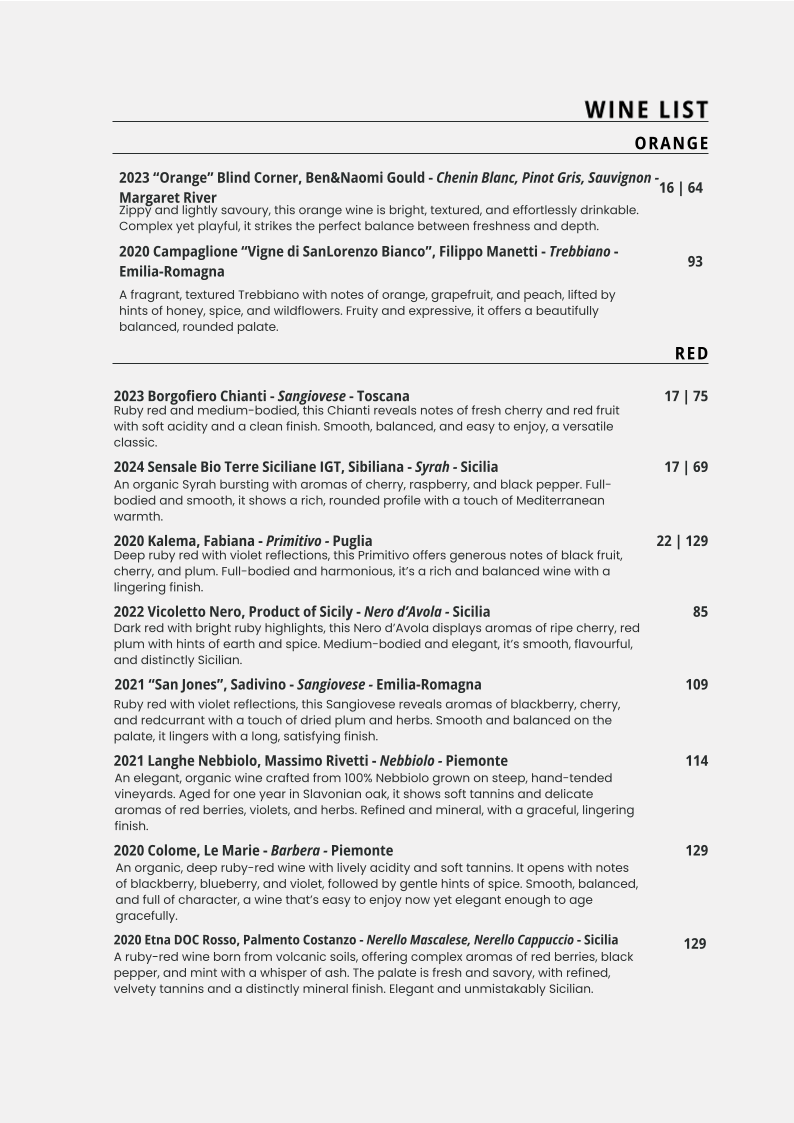 Menu, VIVO 78