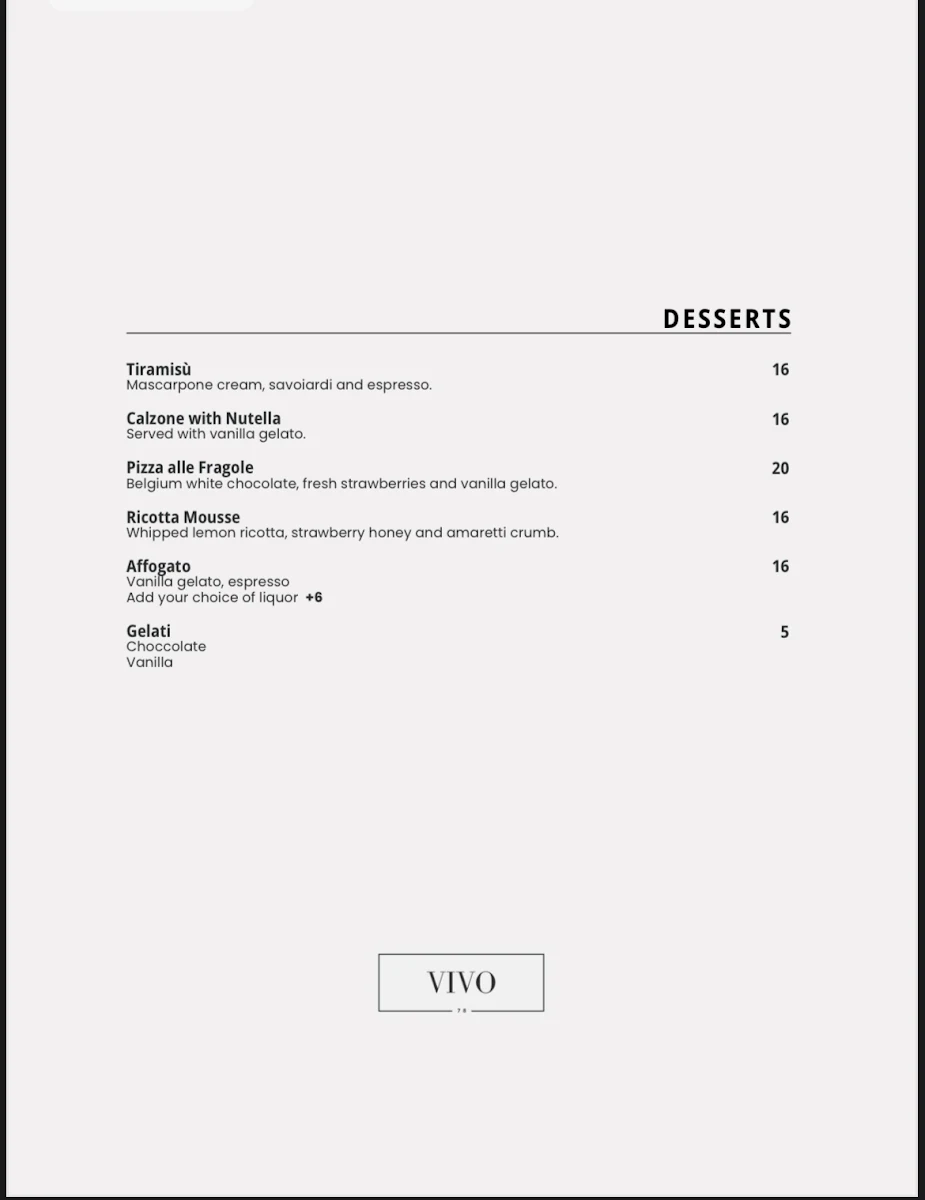 Menu, VIVO 78
