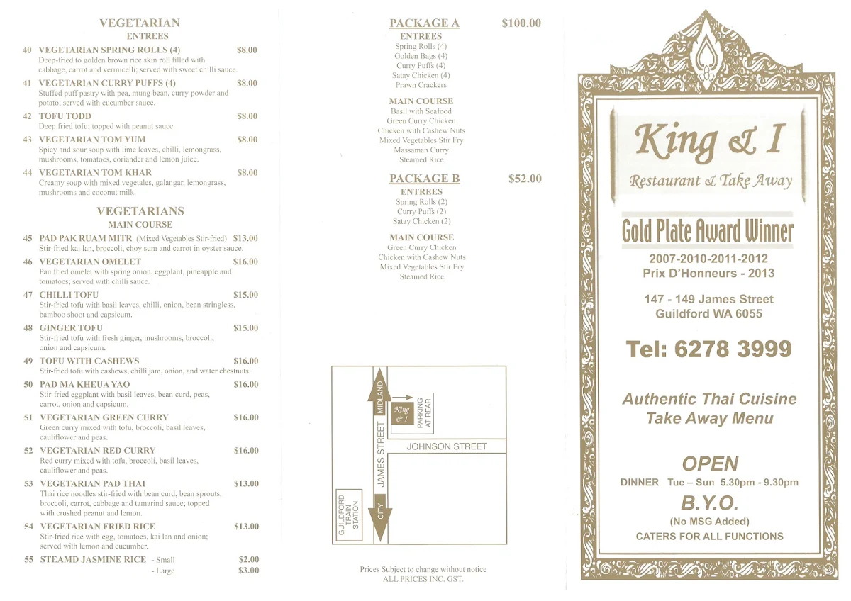 Menu, King & I