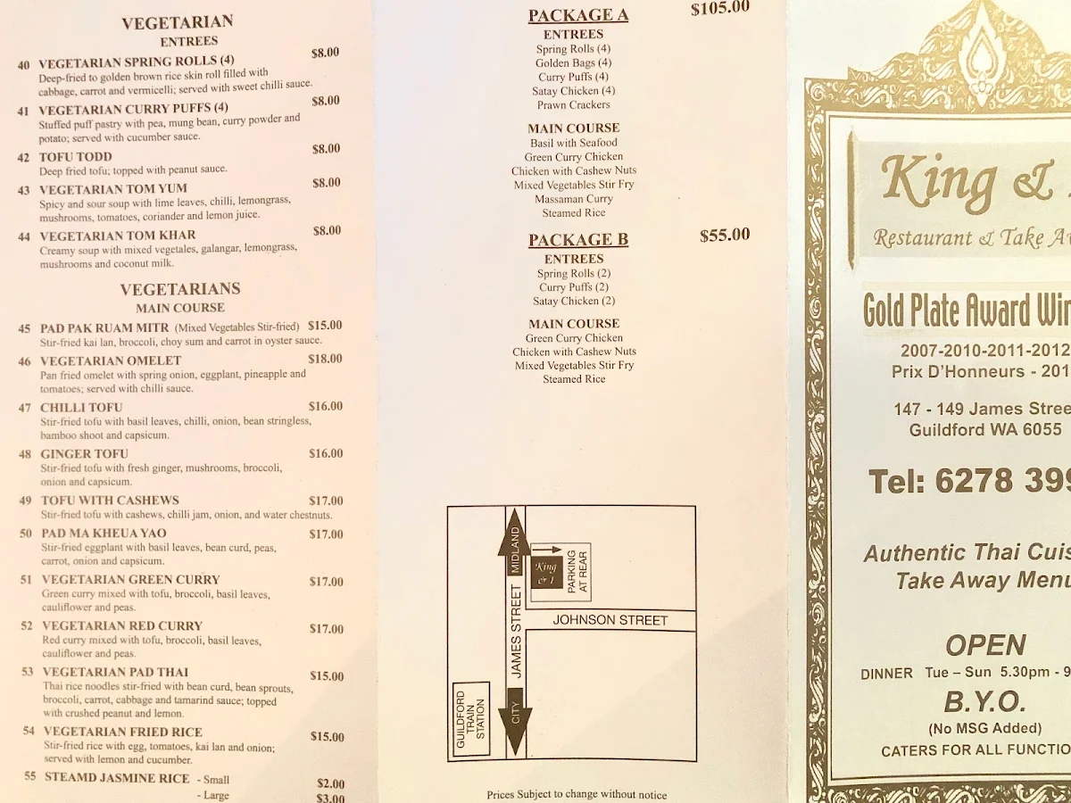 Menu, King & I