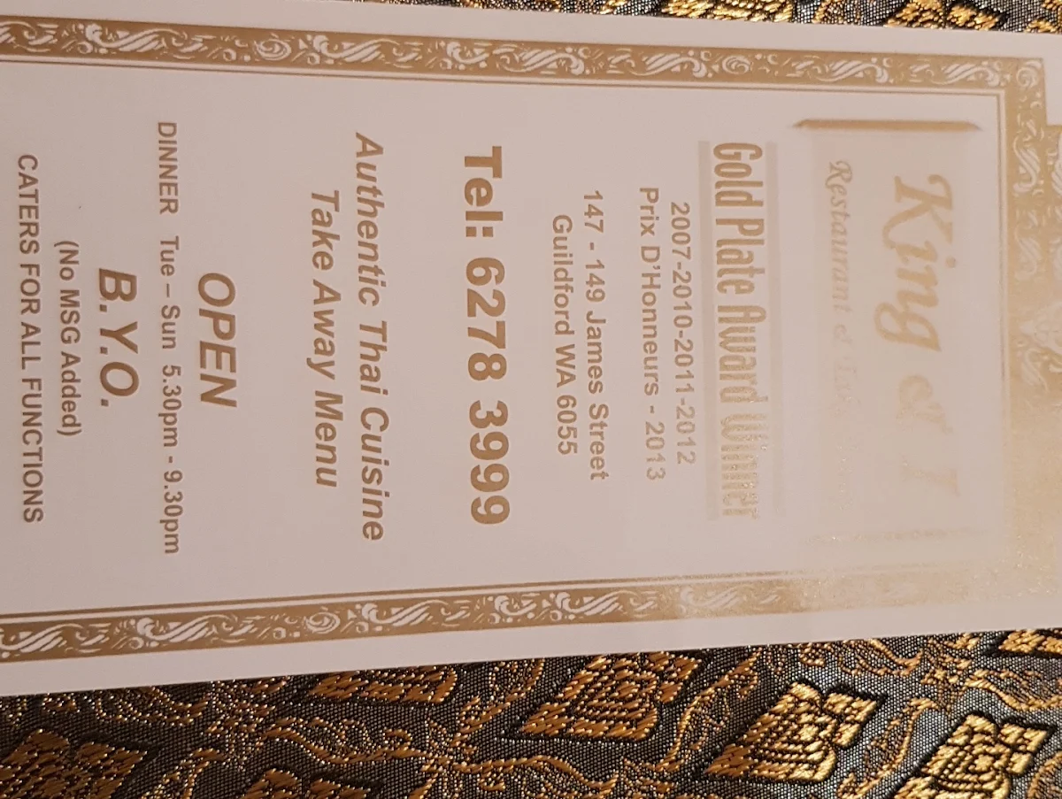 Menu, King & I