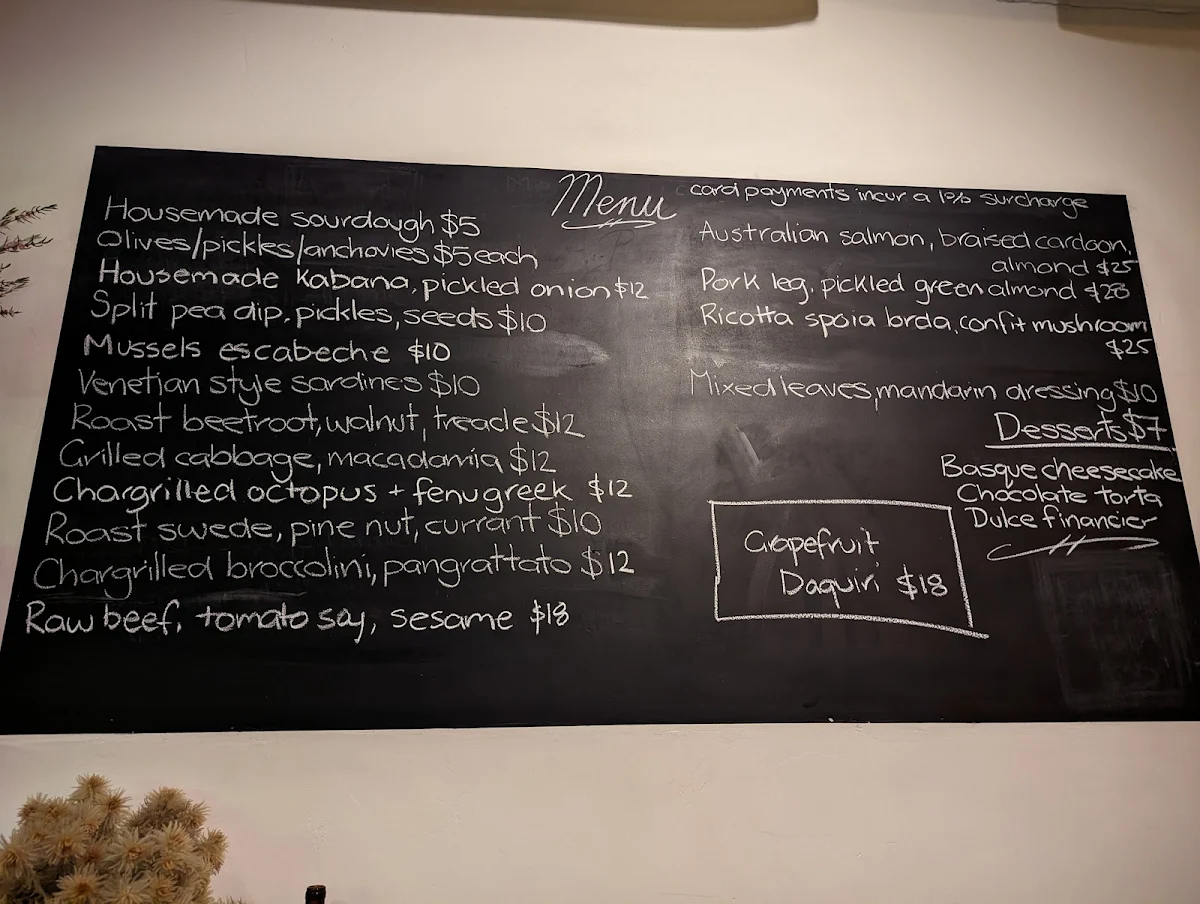 Menu, La Pinta