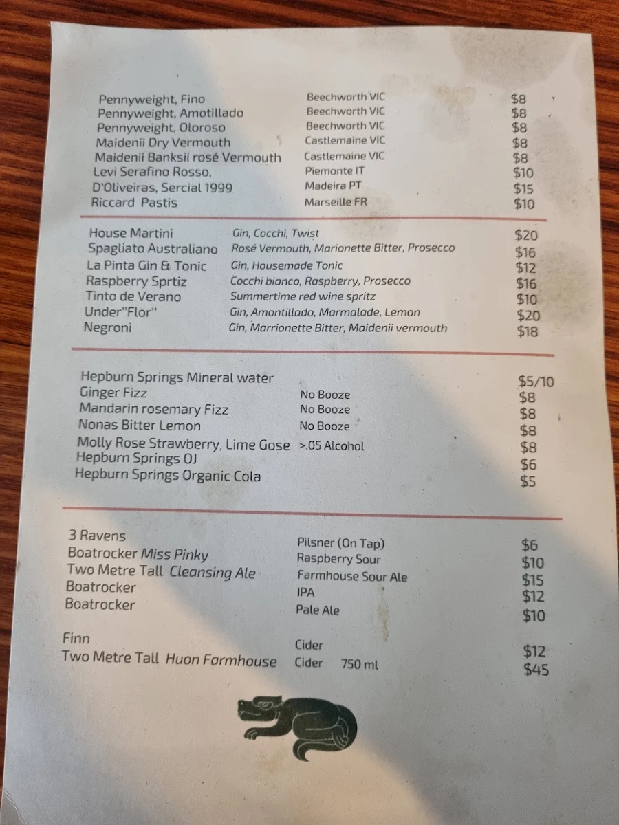 Menu, La Pinta
