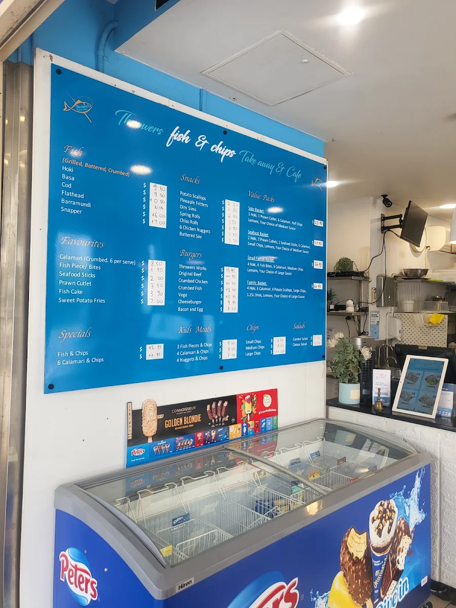 Menu, Throwers Fish and Chips Currumbin