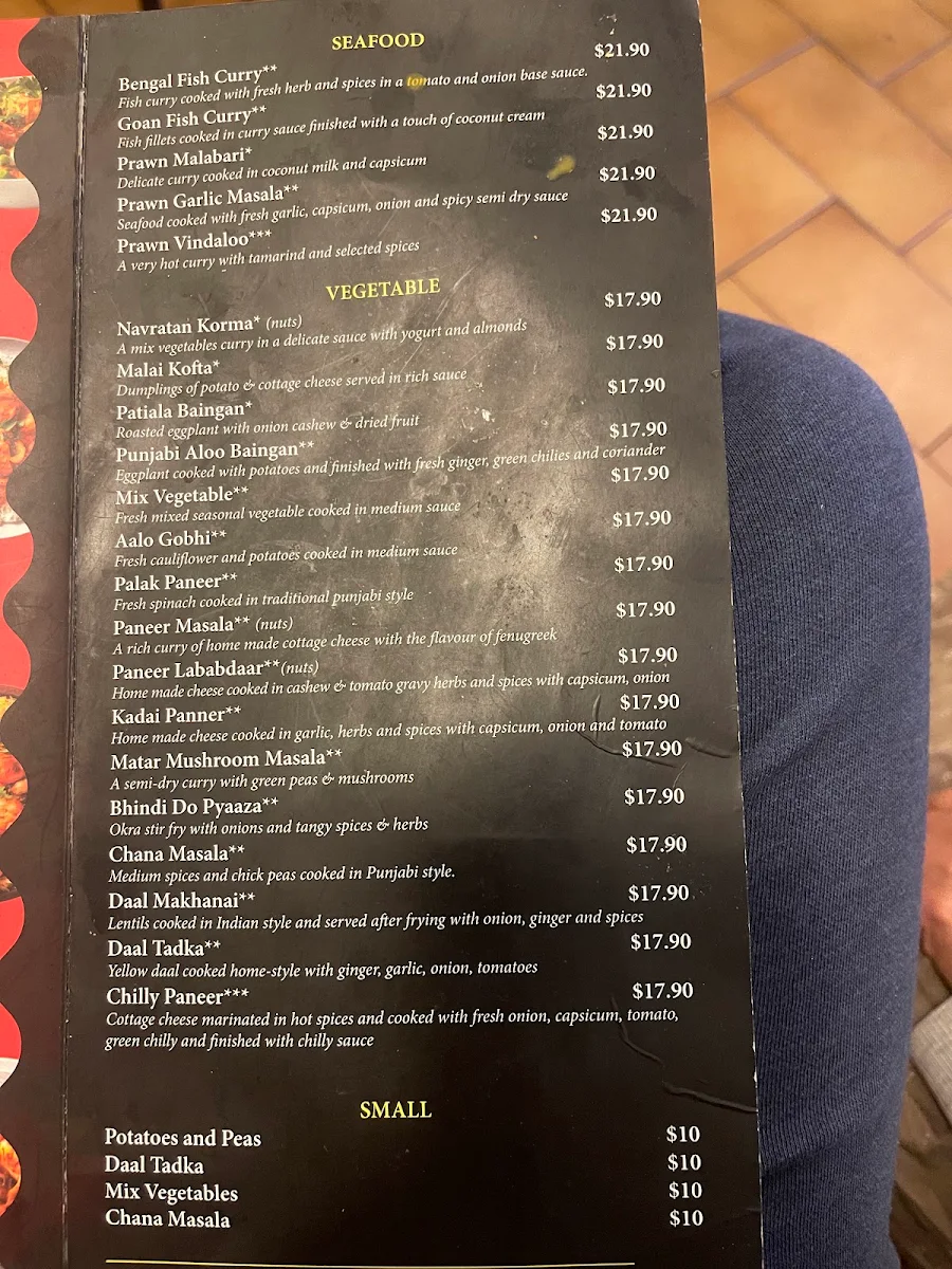 Menu, Khana Khazana Authentic Indian Cuisine