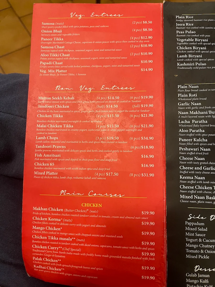 Menu, Khana Khazana Authentic Indian Cuisine