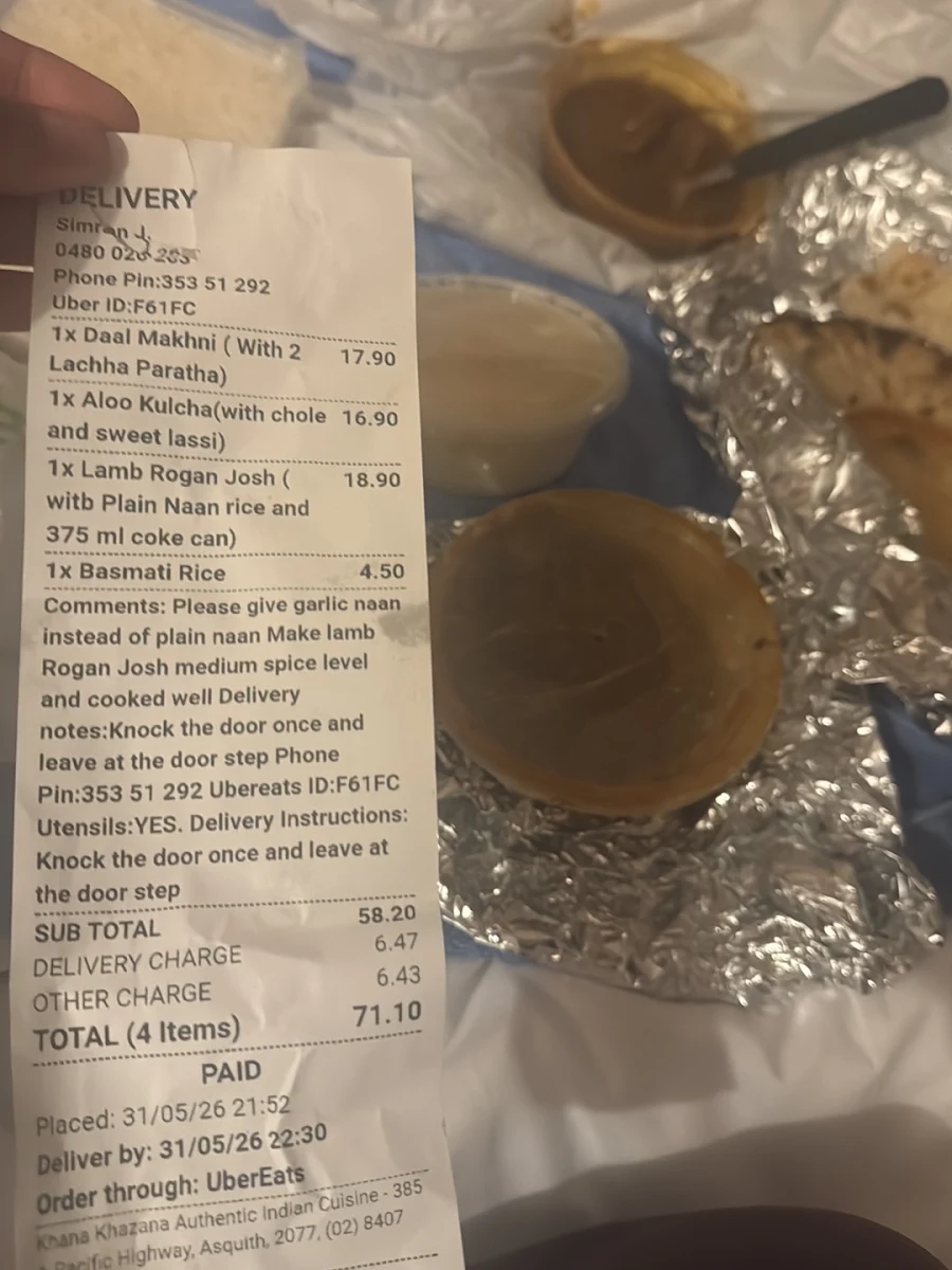 Menu, Khana Khazana Authentic Indian Cuisine