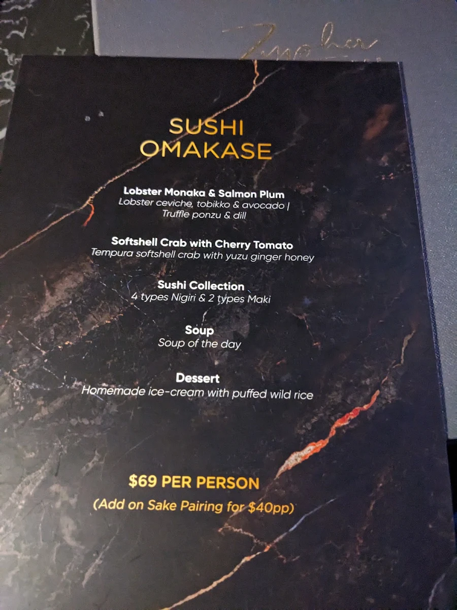 Menu, Zypher Lounge