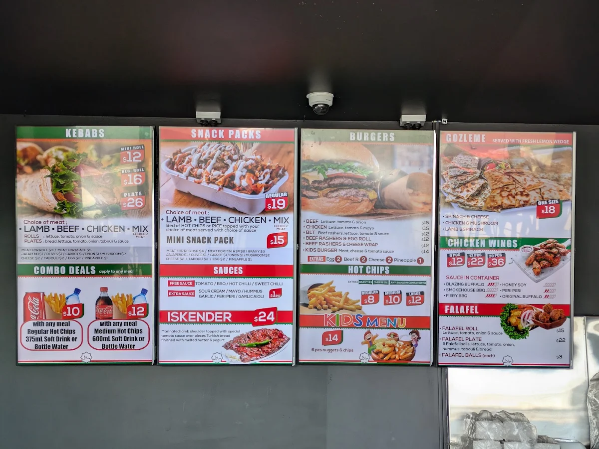 Menu, Master Kebabs Batemans Bay