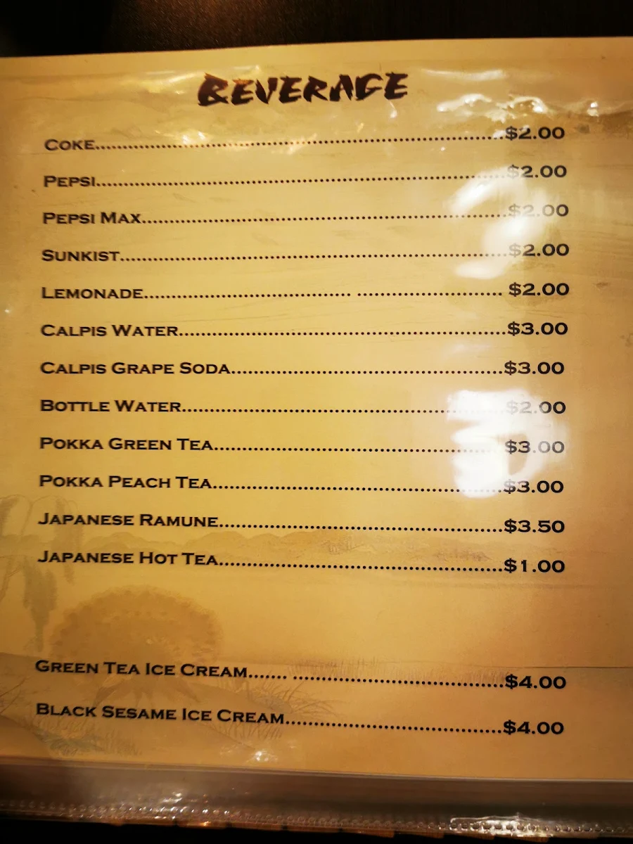 Menu, Kazuki Japanese Restaurant