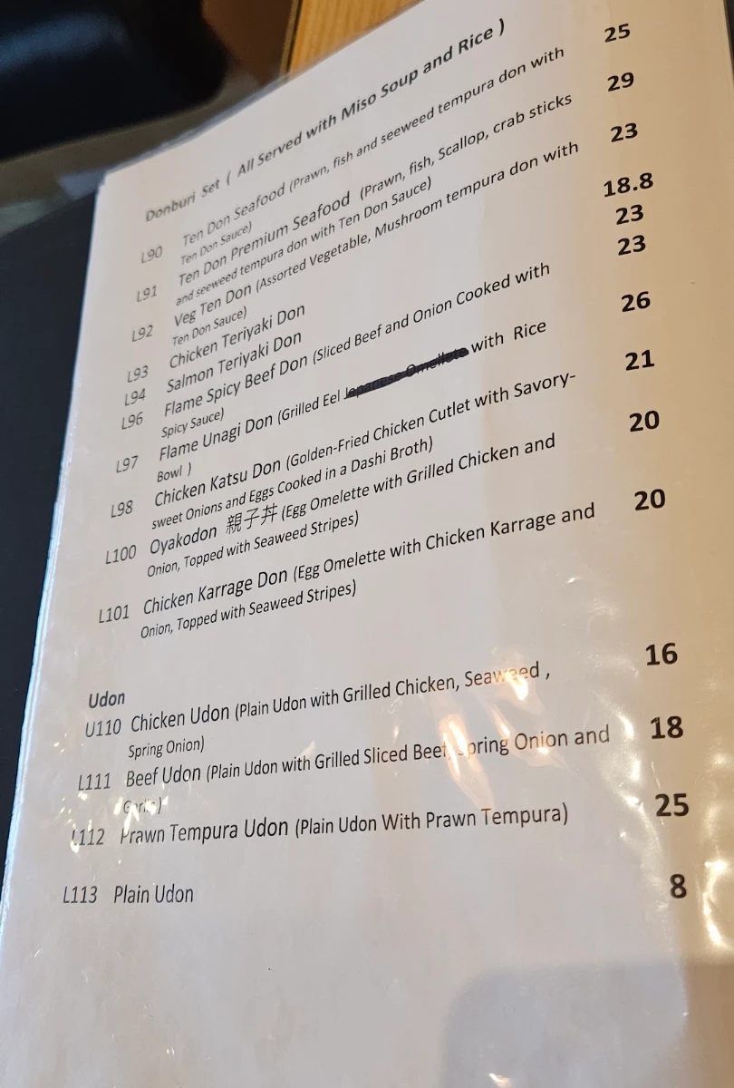 Menu, Sakanaya Takumi Japanese Restaurant