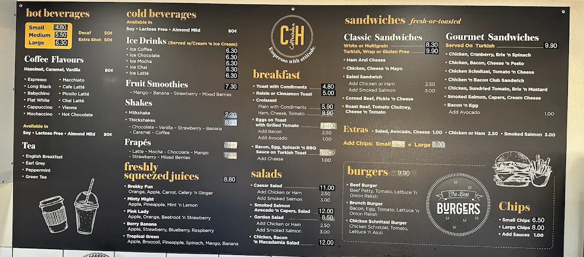 Menu, Coffeeholics Espresso With Attitude