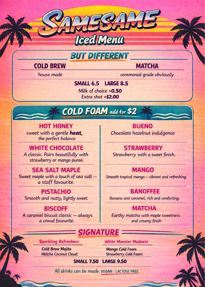 Menu, SAMESAME SUPPLY