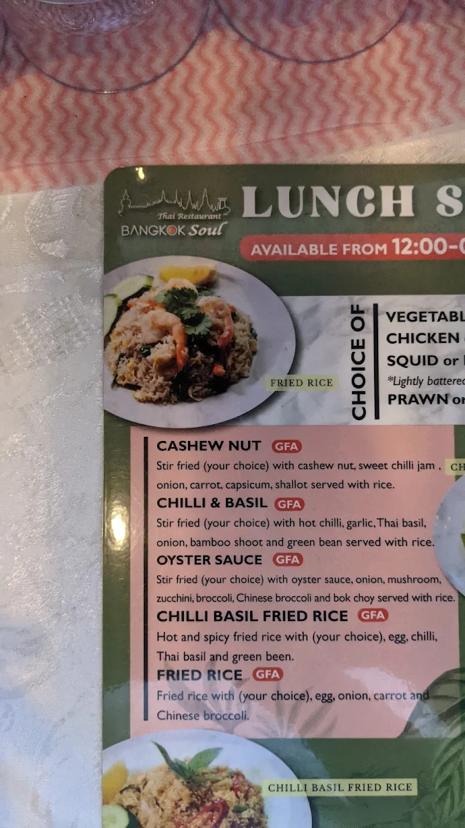 Menu, Bangkok Soul Thai Restaurant