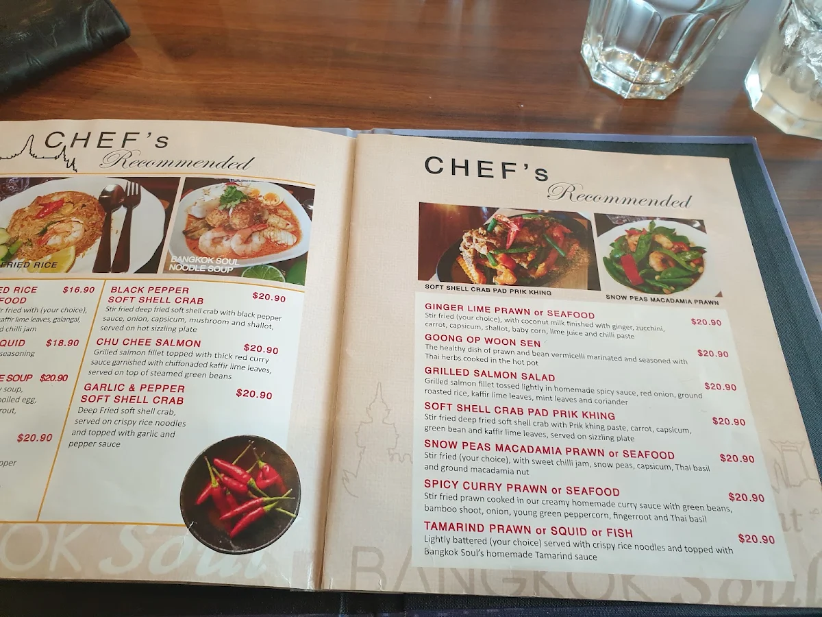 Menu, Bangkok Soul Thai Restaurant