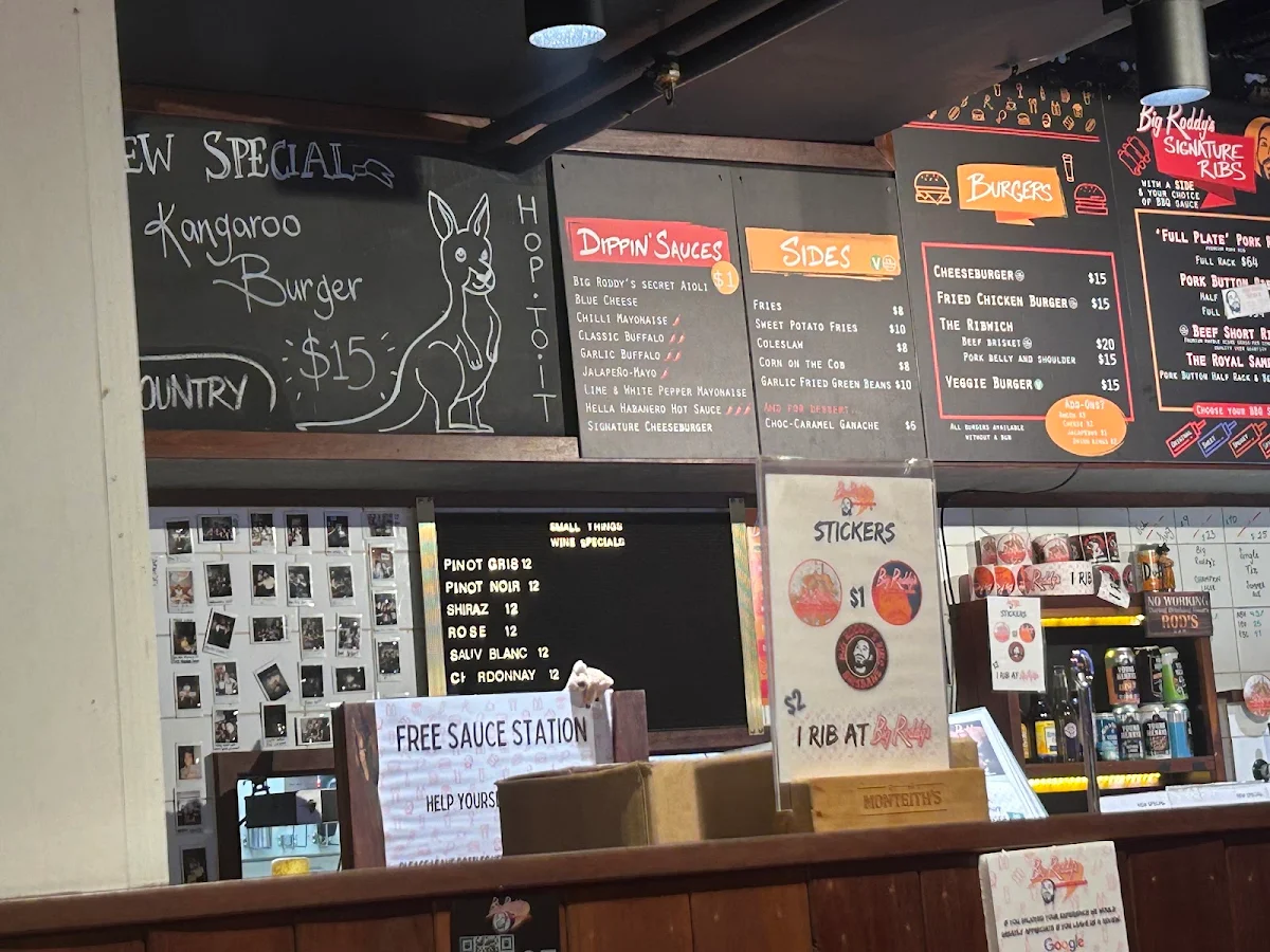 Menu, Big Roddy's Rippin' Rib Shack - South Brisbane