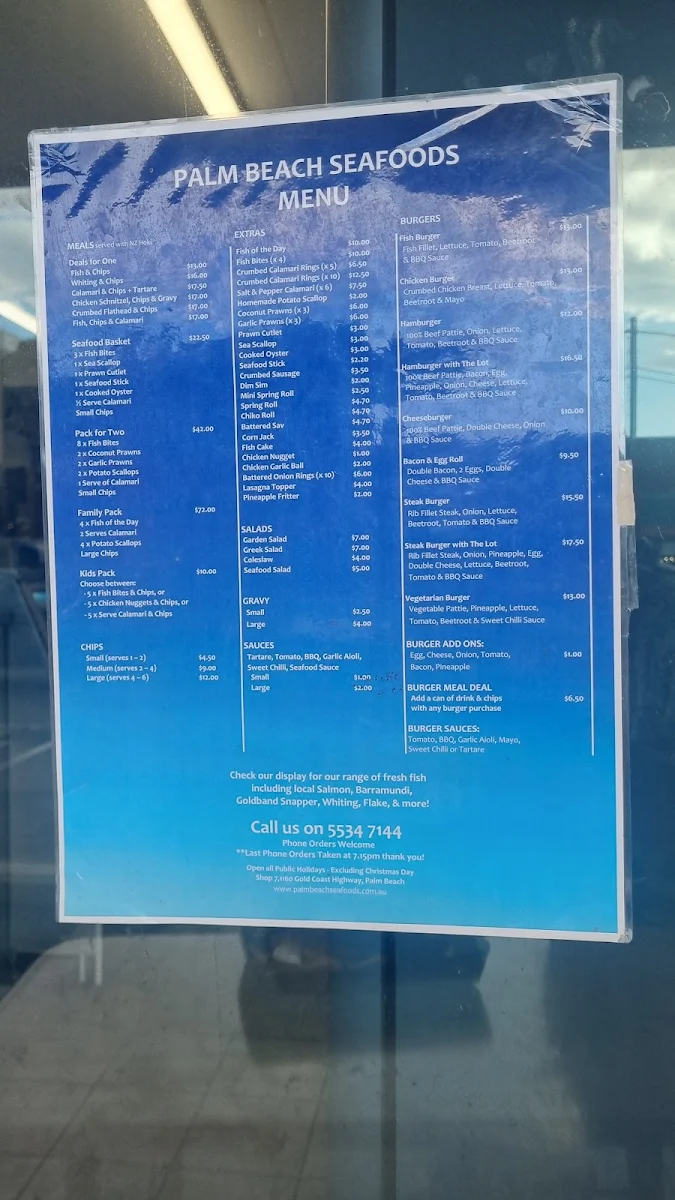 Menu, Palm Beach Seafoods (Established 2023)