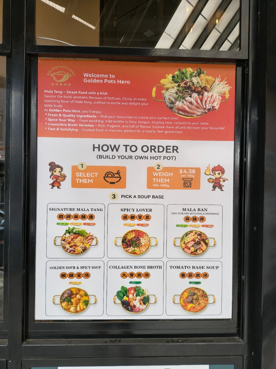 Menu, Golden Pots Hero Dumpling & Asia Cuisine