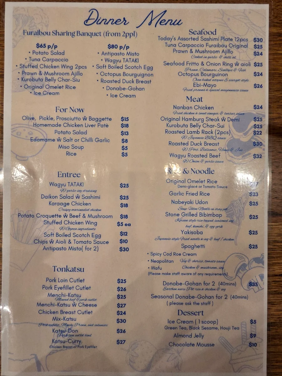 Menu, Furaibou